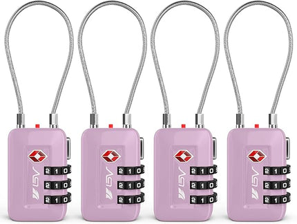 TSA Accepted Luggage Travel Lock, Set-Your-Own Combination Lock for School Gym Locker, Luggage Suitcase Baggage Locks, Filing Cabinets, Toolbox, Case (Purple, 4 Pack)
