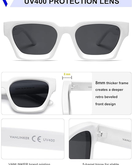 VANLINKER Thick Square Sunglasses for Men Women Retro Chunky Rectangle Shades UV400 Protection VL9731