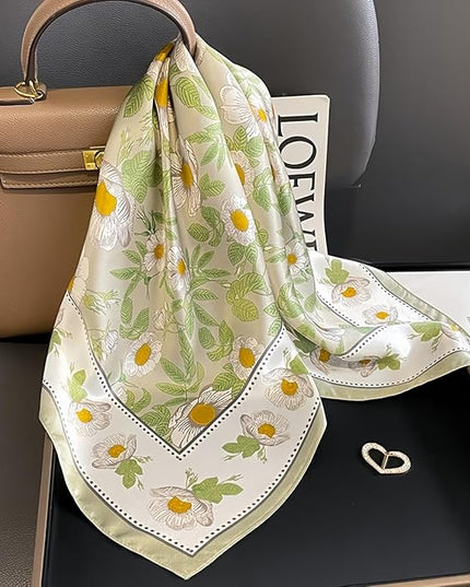 MINIDORA Satin Scarves for Women 27.5 × 27.5 inches Medium Square Elegant Silk Feeling Head Scarf