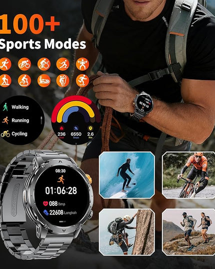 LIGE Smart Watch for Men with 1000mah,1.7" Smartwatch with Always Display,100+ Sports Modes,Flashlight,Health Tracker,IP68 Waterproof, Smart Watch for Android iOS Black