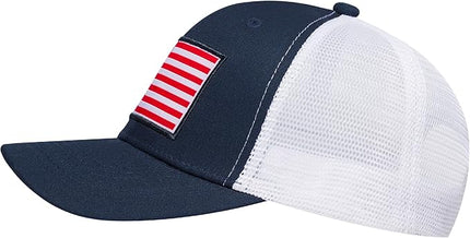AURR American Flag Trucker Hat, Patriotic Baseball Cap for Men & Women, Breathable Mesh Adjustable Snapback, USA Flag Patch