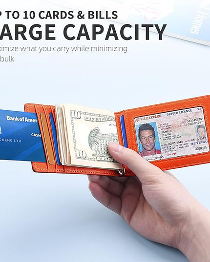 Zitahli Wallet for Men-6 Slots ID Window-Mens Wallets-Slim Wallet Classic Spring Money Clip RFID Blocking-Gift for Men