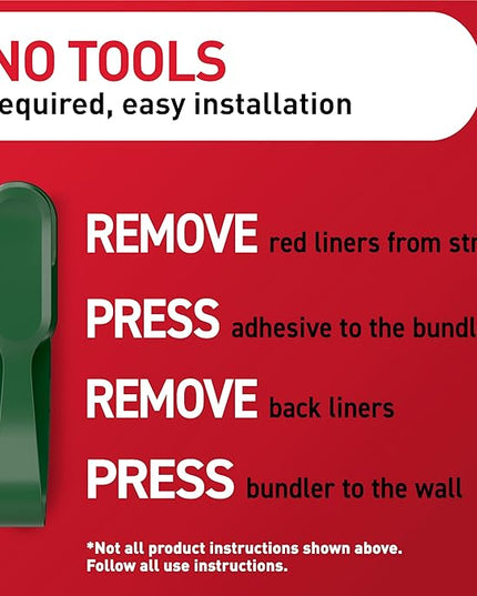 Command Garland Holder, Fireplace Mantle Garland Holder for Displaying Garlands, Wreaths, and Holiday Decor Without Leaving Damage, Holes, or Residue, Holds 2lbs, Green, 6 Pack