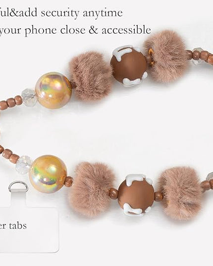 Phone Charms Strap Wrist Chain Bracelet Phone Strap Detachable Anti Theft Anti-Fall Safety Hands-Free(2xPads) Fit Apple&Most Smartphones
