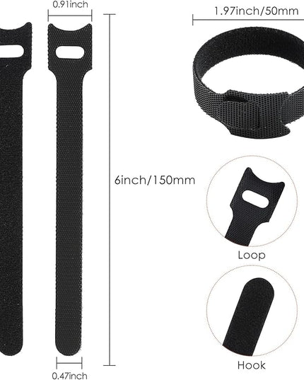 120PCS 6 Inch Cable Ties Reusable Multi-Purpose Wire Ties Cord Organizer Adjustable Cable Management 5 Colors