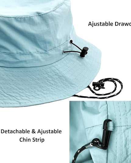 woogwin Waterproof Bucket Rain Hat with Chin Strap Quick Dry Packable Boonie Sun Hat Safari Hat UV Protection