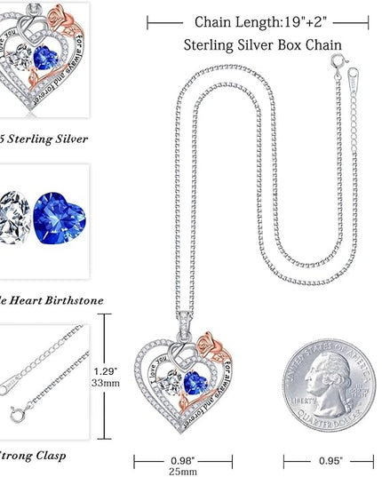 Iefil Christmas Gifts for Wife Women - 925 Sterling Silver Double Birthstone Necklace, Anniversary Birthday Gifts for Women, Jewelry Gift for Wife Girlfriend Mom Her