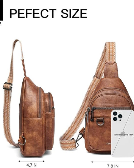 7L Sling Bag for Women Men Vegan Leather Crossbody Bags Fanny Pack Purse Backpack Over Shoulder Bag Travel Anti Theft