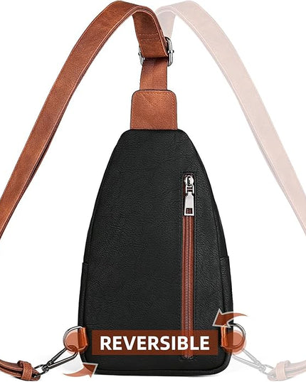 MASINTOR Sling Bag for Women - Crossbody Bags Fanny Pack with Vegan Leather - Adjustable Sling Backack for Travel