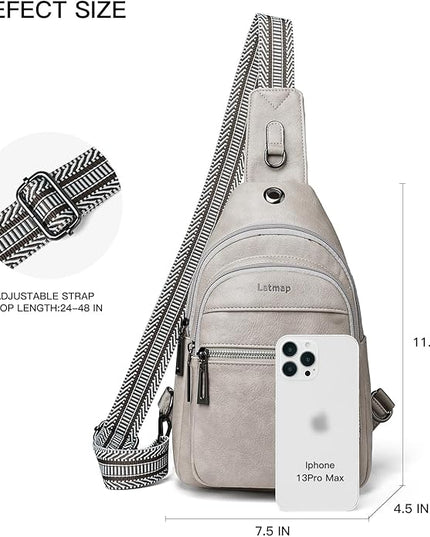 Sling Bag For Women Faux Leather Small Casual Daypack Backpack Fanny Pack Crossbody Chest Bags Purse