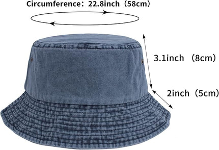 kozinu Washed Cotton Bucket Hats Packable Summer Outdoor Cap Travel Beach Sun Hat Plain Colors for Men Women