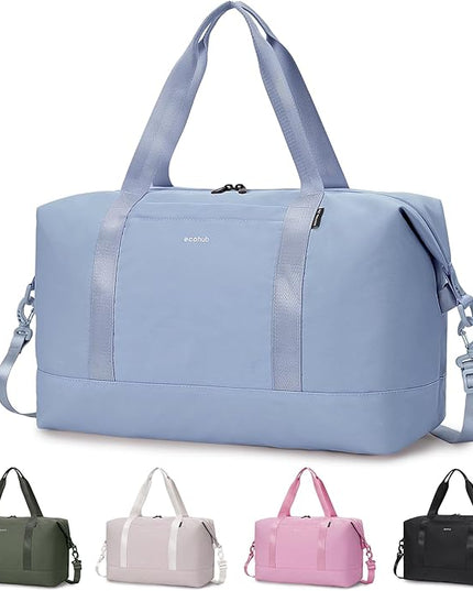 ECOHUB Travel Duffel Bag Water Resistant Weekender Bag Carry On Bags for Women Sport Gym Bags for Men Hospital Bag for Labor and Delivery Overnight Bag Luggage Bag with Trolley Sleeve 30L Grayish Blue