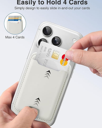 TopMade for Magsafe Wallet, Strongest Magnetic Card Holder for iPhone 17, iPhone 16/15/14/13/12 Series, Leather Magnetic Phone Wallet with Powerful Magnets, RFID Blocking, Fit 4 Cards, Milky White