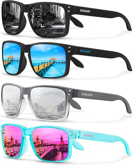 KUGUAOK Polarized Square Sunglasses For Men and Women Matte Finish Sun Glasses UV Protection Glasses