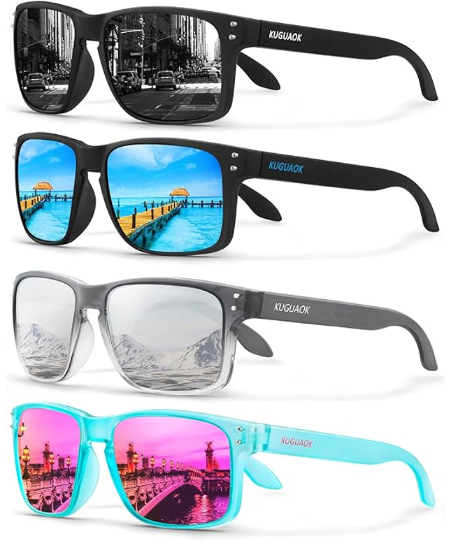 KUGUAOK Polarized Square Sunglasses For Men and Women Matte Finish Sun Glasses UV Protection Glasses