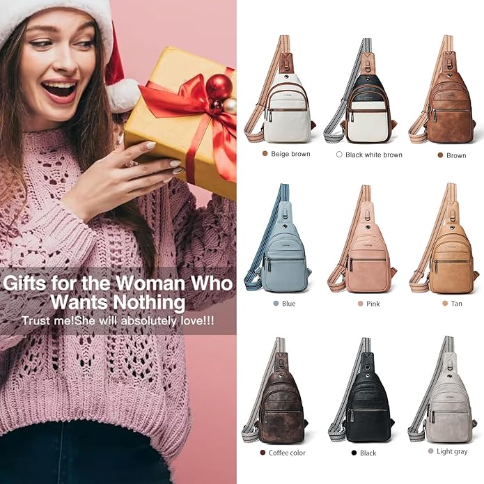 Sling Bag For Women Faux Leather Small Casual Daypack Backpack Fanny Pack Crossbody Chest Bags Purse