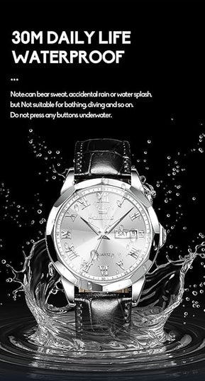 OLEVS Mens Watches Mens Leather Watch Ultra Thin Watches for Men Minimalist Watch with Leather Band Quartz Analog Dress Casual Simple Lightweight relojes para Hombres