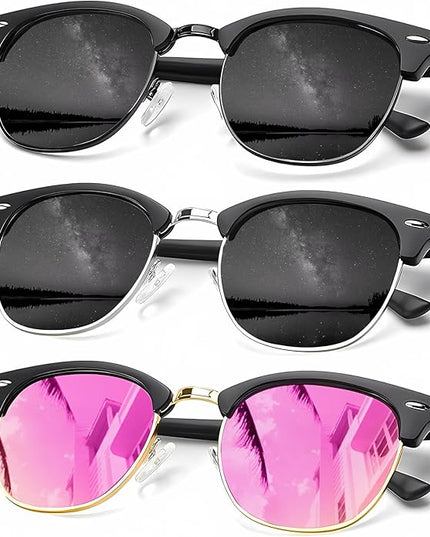 KALIYADI Sunglasses Men Polarized Sunglasses for Men Women Unisex Semi-Rimless Frame Retro Driving Sun Glasses UV Blocking
