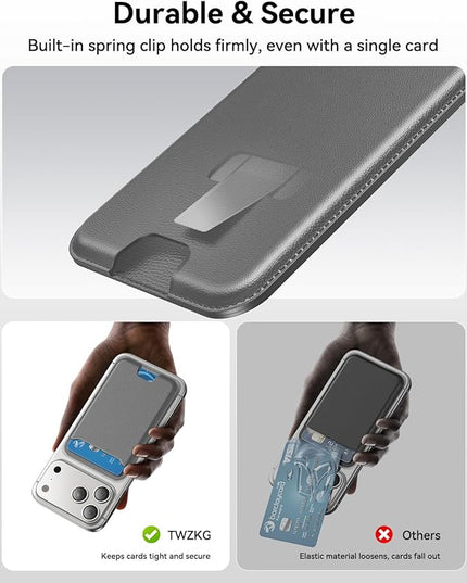 TWZKG for MagSafe Wallet, 3 Card Holder, Slim Magnetic Phone Wallet for iPhone 17/16/15/14/13/12 Pro Max Plus Air Series,RFID Blocking Vegan Leather,Titanium Grey