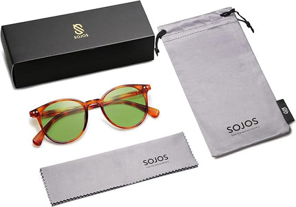 SOJOS Small Round Classic Polarized Sunglasses for Women Men Vintage Style UV400 Lens MAY SJ2113