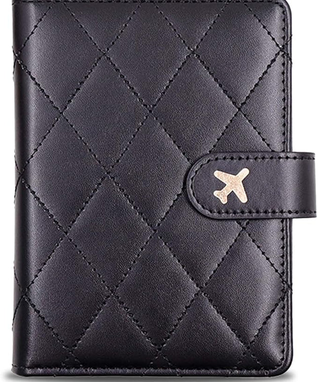 Melsbrinna Rfid Passport Holder for Travel women/Men, Cute Passport Wallet Rfid Blocking Card Slots, Rfid Passport Cover/CaseTravel Wallet, Passport Book Holder (1, LG BLACK)