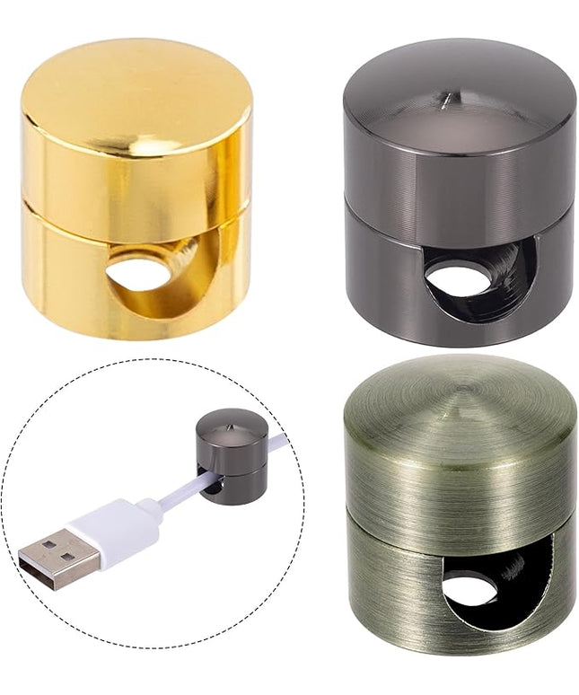 3 Sets Charger Holders for Cords, Gold/Silver/Antique Copper Adjustable Cable Anchor Holders, Adhesive Metal Cord Clips, Cable Management Wire Organizers for Desk, Office, Nightstand