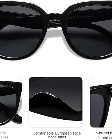 SOJOS Trendy Cat Eye Round Polarized Sunglasses for Women Fashion UV Protection Sunnies Sunglasses SJ2175