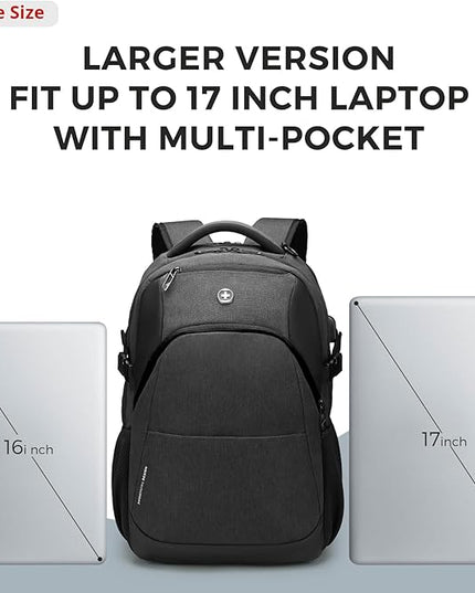 Swissdigital Design Travel Laptop Backpack for Men and Women, 35L Expandable Large College Backpack with USB Charging Port for Fits 17 Inch Notebook, Grey | SD1671-02