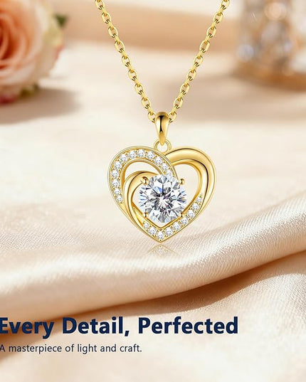 Promise Necklace for Her, 2CT Moissanite Infinity Heart Pendant for Women, Romantic I Choose You Gift to Girlfriend Wife from Boyfriend Husband, Ready to Gift Box Included, Gifts for Christmas Valentine's Day Birthday Anniversary