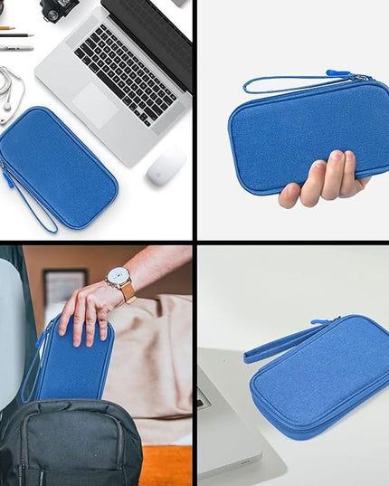 Electronics Accessories Organizer Pouch, Electronic Organizer Travel Case Cable Organizer for Cable, Charger, SD Card, Business Travel Gadget Bag (Blue)