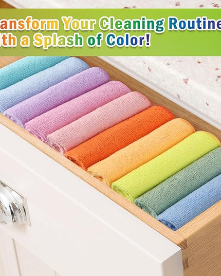 AIDEA Microfiber Cleaning Cloth, 10PK, Colorful Lint-Free Vibrant Cleaning Rags, Microfiber Towels for Cars, Kitchen Cloth, Dusting Cloth for Home, Window, Cleaning Supplies, 11.5"×11.5"