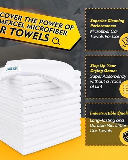 HOMEXCEL White Microfiber Cleaning Cloth 150 Pack, 12.5 x 12.5 inch Microfiber Towels for Car Washing Cleaning Rags for Car, Kitchen, and Window