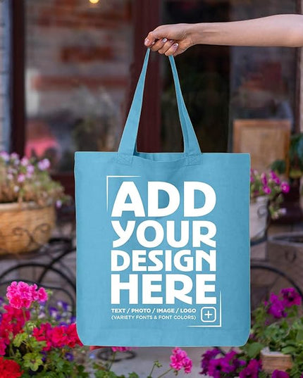 shop4ever Personalized Custom Design Your Own Eco Cotton Tote Reusable Shopping Bag Customizable Gift