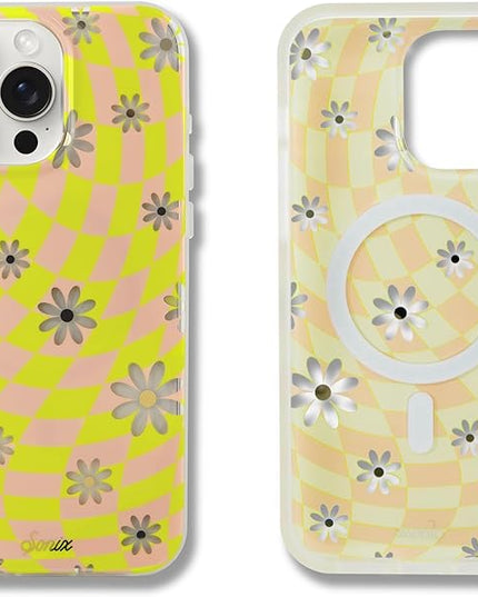 Sonix Protective Phone Case for iPhone 15 Pro Max | Compatible with Magsafe | 10ft Drop Tested | Checkmate Daisy