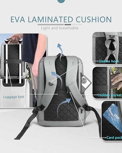 hk Laptop Backpack for Men with USB Charging Port Water-Resistant for 15.6 Inch Computer Bag Durable High-Tech Daypack Casual Backpack for Business Work College Weekender Travel- Grey