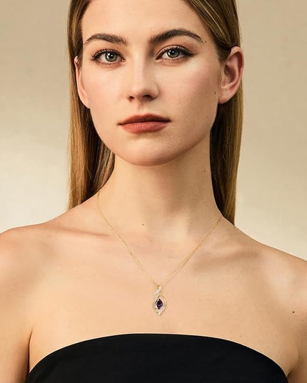 FANCIME Birthstone Necklace for Women Teardrop Necklace S925 Sterling Silver Infinity Love Birthday Gifts for Mom Women Girls, 16"+2" Inches