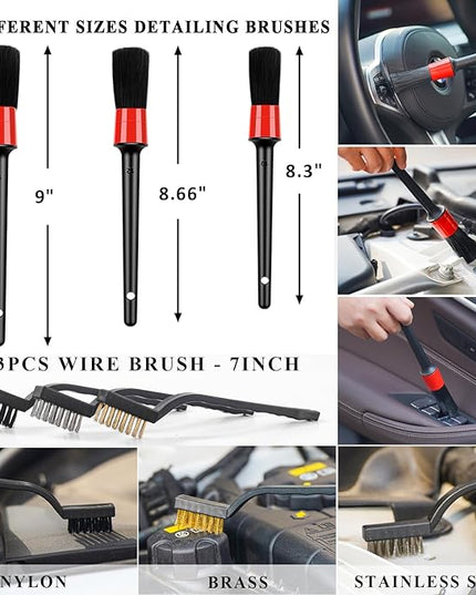 AUTODECO 40Pcs Car Wash Detailing Kit Cleaning Kits with Foam Gun Sprayer Vacuum with Long Cord Drill Brush Large Wash Mitt Towels Complete Interior Exterior Car Washing Supply Set Black