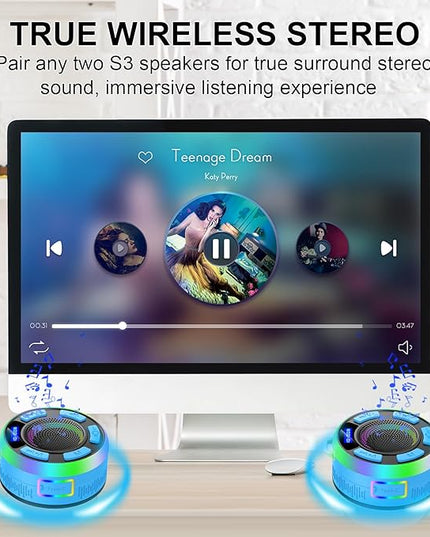 Shower Bluetooth Speaker IPX7 Waterproof, Portable Bluetooth Speakers with Suction Cup and Time Display, Crystal Sound&Bass LED Light 1100mAh, Wireless Shower Speaker for Outdoor/Kayak Dark Blue