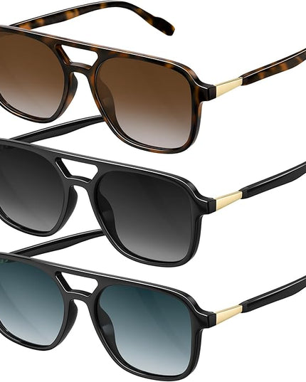 Retro Aviator Sunglasses for Women Men:Polarized Trendy Vintage 70s Rectangle Womens Shades Sun Glasses UV Protection