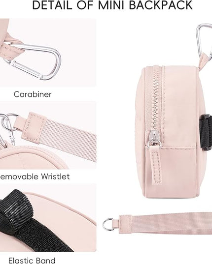 CLUCI Mini Backpack Keychain Wallet Small Change Quilted Coin Purse Cute Puffer Wristlet Pouch with 3 RFID Card Slots