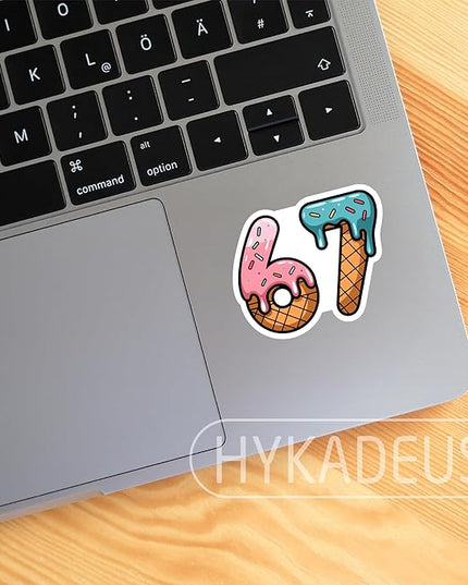 (3Pcs) 67 Ice Cream Drip Meme Stickers Funny Six Seven Gen Alpha Slang 6 7 Numbers Vinyl Decals Waterproof for Laptop, Water Bottle, Tumbler, Scrapbook, Phone Case, 3" x 2.5"