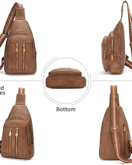 FALAN MULE Crossbody Bags for Women Trendy Leather Sling Chest Bag Fanny Packs for Women