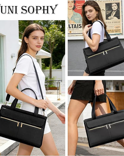 Laptop Bag for Women 15.6 Inch, Professional Tote Briefcase Purse, Eco-friendly Leather Teacher Bag Work Bag for Business
