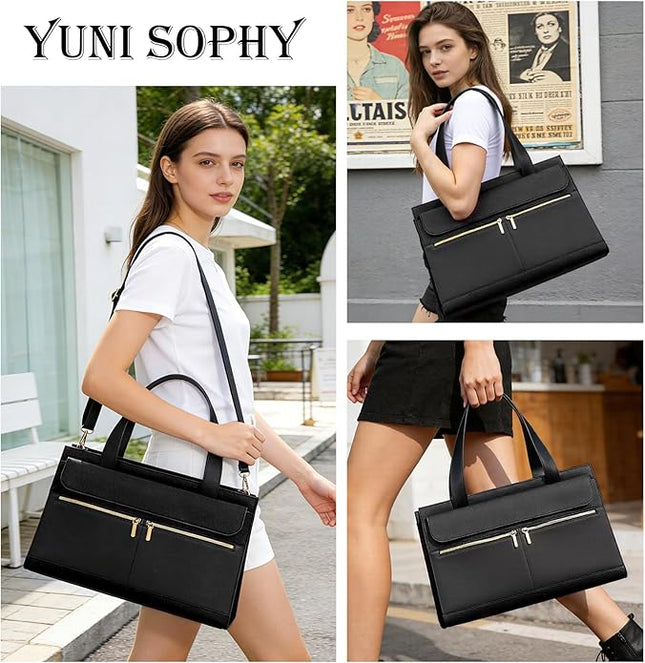 Laptop Bag for Women 15.6 Inch, Professional Tote Briefcase Purse, Eco-friendly Leather Teacher Bag Work Bag for Business