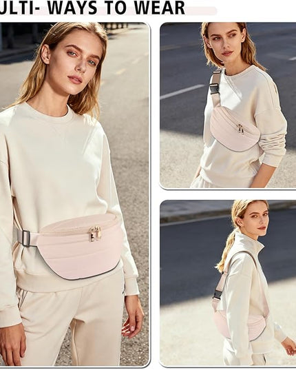 Fanny Packs for Women Fashion Waist Packs Quilted Puffer Belt Bag Puffy Crossbody Bags Sling Purse for Women Travel Running