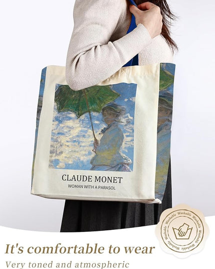 AUSVKAI Cute Canvas Tote Bag for Women, Reusable Designer Bags with Handles Pockets&Snaps for College Beach Everyday Grocery