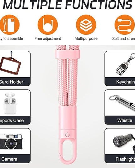 3 Pack Phone Lanyard,1×Phone crossbody strap,1×Phone Neck Strap,1×Wrist Strap,3×Tether Tabs,Universal Cell Phone Multifuctional Patch Polyester Lanyards(Pink)