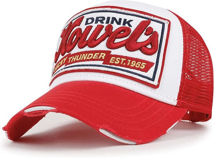 ililily Premium Howels Embroidery Vintage Baseball Cap Distressed Trucker Hat