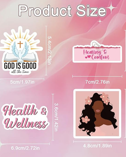 Prayer Board Stickers Supplies - 50 Pcs Black Women Prayer Vision Board Stickers for Women Girl, Inspirational Water Bottle Sticker, Waterproof Vinyl Scrapbook Decals for Laptop Journaling
