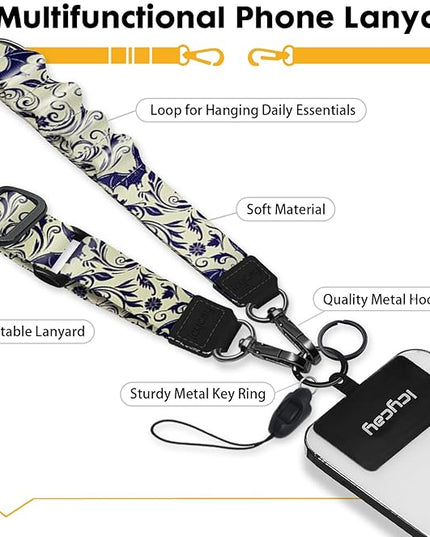 Phone Lanyard Crossbody, Gothic Bat Cell Phone Strap for Around The Neck Adjustable, Goth Teacher Anti Theft Cute Lanyard for iPhone Case ID Holder Keys Accessories Travel Essential